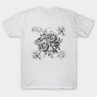 Summer time abstract black flowers T-Shirt